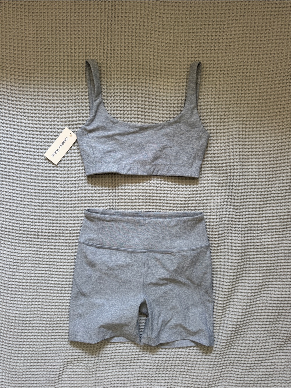 New Outdoor Voices gray-blue set (top NWT, bottom NWOT), size XS